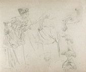 EDUARDO DALBONO, Studies of a Woman, black chalk